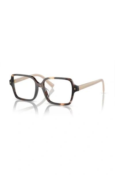 Prada 53mm Rectangle Optical Glasses In Brown