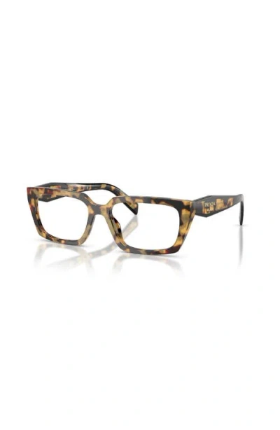 Prada 53mm Rectangle Optical Glasses In Brown