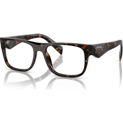 Prada 53mm Rectangle Optical Glasses In Pink