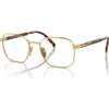 Prada 53mm Rectangle Optical Glasses In Gold