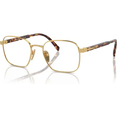 Prada 53mm Rectangle Optical Glasses In Gold
