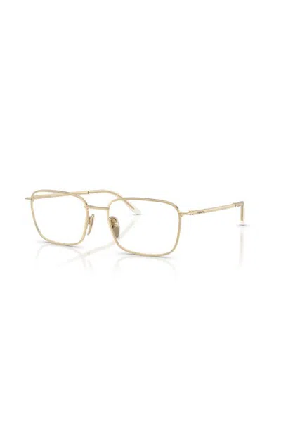 Prada 53mm Rectangle Optical Glasses In Gold