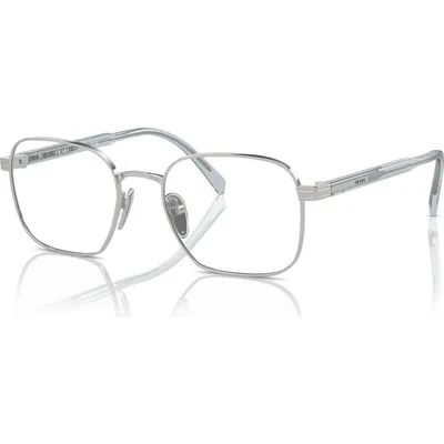 Prada 53mm Rectangle Optical Glasses In Gray