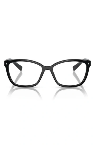 Prada 53mm Rectangular Optical Glasses In Black
