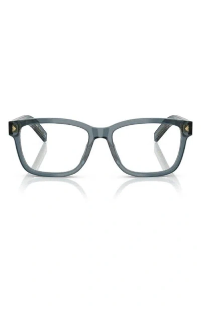 Prada 53mm Rectangular Optical Glasses In Blue