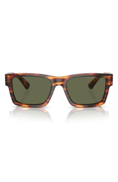 Prada 53mm Rectangular Polarized Sunglasses In Rosso