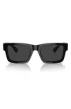 Prada 53mm Rectangular Polarized Sunglasses In Matte Black