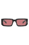 Prada 53mm Rectangular Sunglasses In Abstract Black/white/red