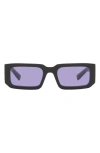 Prada 53mm Rectangular Sunglasses In Black/blue/violet