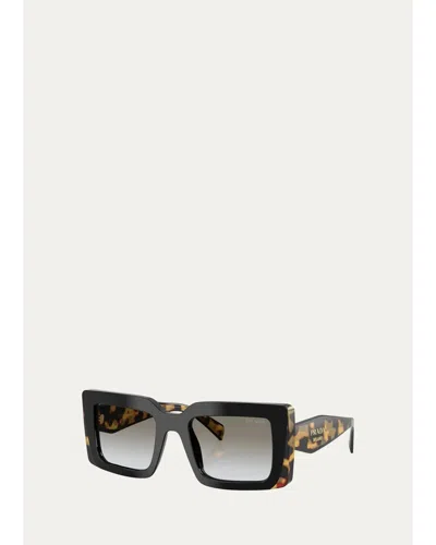 Prada 53mm Rectangular Sunglasses In Black