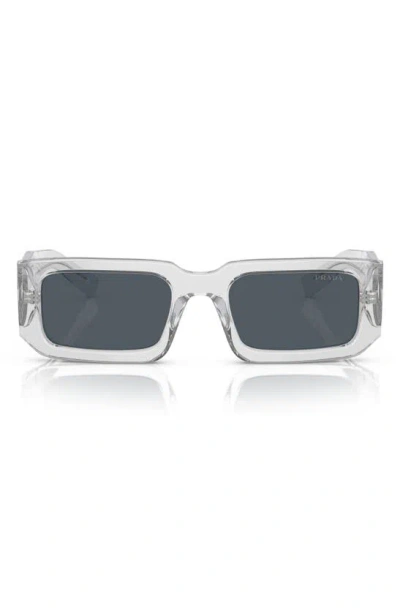 Prada 53mm Rectangular Sunglasses In Transparent Grey