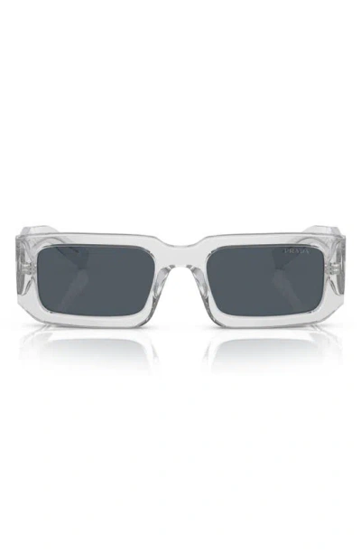 Prada 53mm Rectangular Sunglasses In Transparent Grey Blue