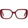 Prada 53mm Square Optical Glasses In Red/black Marble