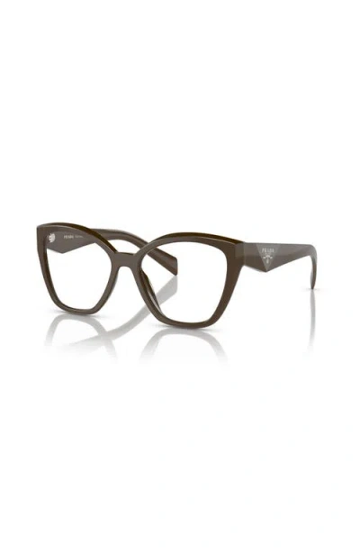 Prada 54mm Irregular Optical Glasses In Brown