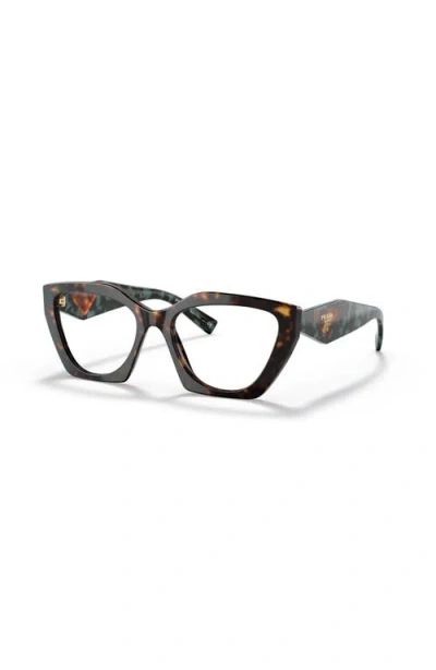 Prada 54mm Irregular Optical Glasses In Gold