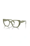 Prada 54mm Irregular Optical Glasses In Metallic