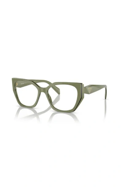 Prada 54mm Irregular Optical Glasses In Metallic