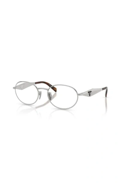 Prada 54mm Oval Optical Glasses In Gray