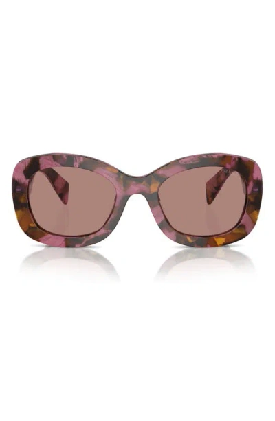 Prada 54mm Oval Polarized Sunglasses In Cognac Begonia/ Light Brown