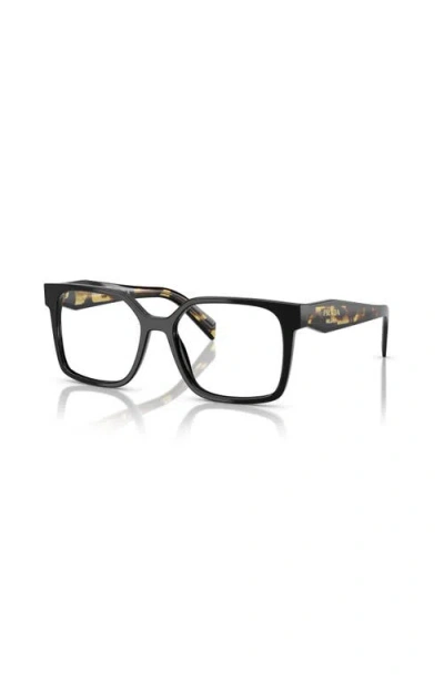 Prada 54mm Rectangle Optical Glasses In Black