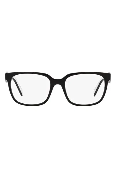 Prada 54mm Rectangle Optical Glasses In Black