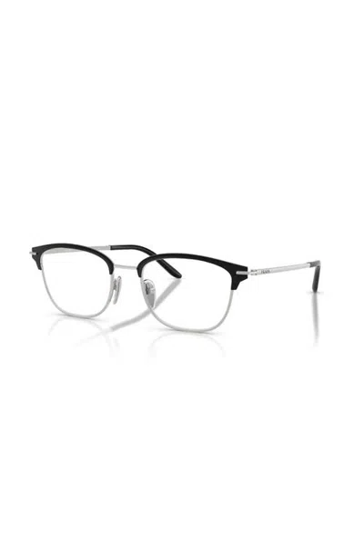 Prada 54mm Rectangle Optical Glasses In Black