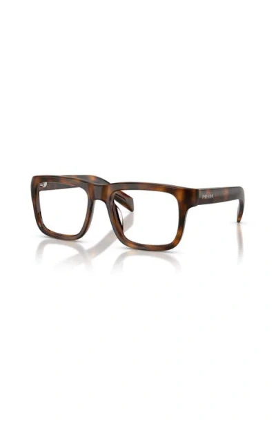 Prada 54mm Rectangle Optical Glasses In Brown