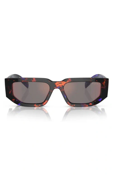 Prada 54mm Rectangle Polarized Sunglasses In Abstract Orange
