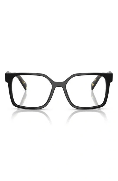 Prada 54mm Rectangular Optical Glasses In Black