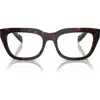 Prada 54mm Rectangular Optical Glasses In Brown