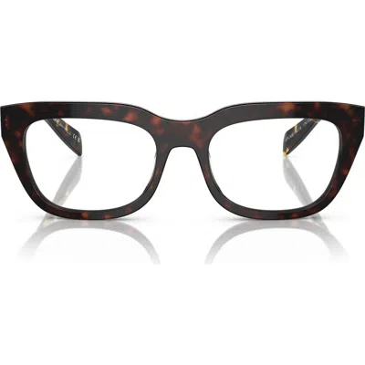 Prada 54mm Rectangular Optical Glasses In Brown