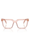 Prada 54mm Rectangular Optical Glasses In Pink