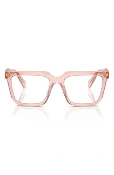 Prada 54mm Rectangular Optical Glasses In Pink