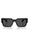 Prada 55mm Rectangular Sunglasses In Black