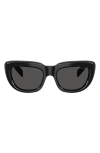 Prada 54mm Rectangular Sunglasses In Black