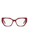 Prada 54mm Square Optical Glasses In Black White/red