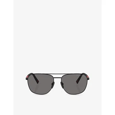 Prada Womens Black Ps 54zs Aviator-frame Metal Sunglasses