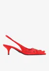 Prada Suede Slingback Mules Pointed Toe Crystals In Red