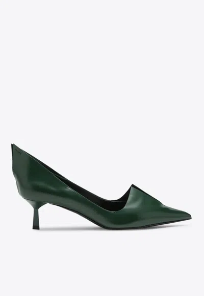 Prada 55 Brushed Leather Pointed Pumps