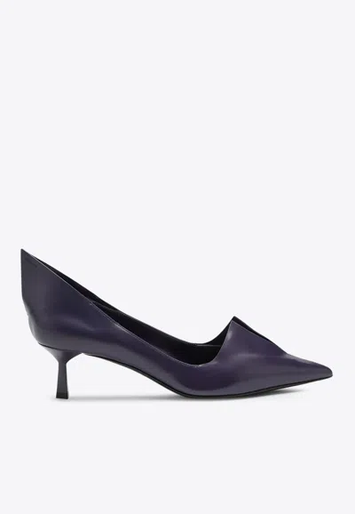 Prada 55 Brushed Leather Pointed Pumps