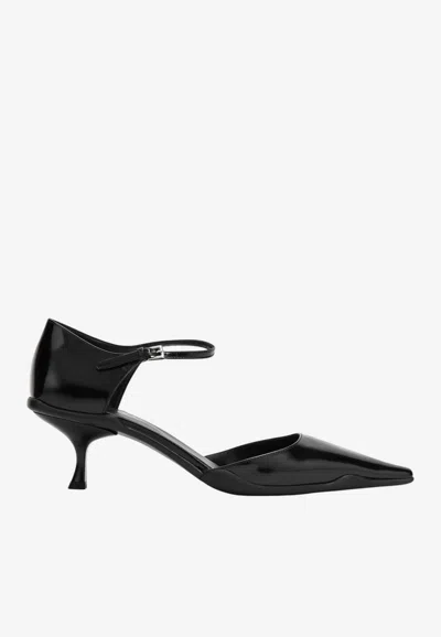 Prada 55 Brushed Leather Pumps In Black