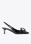 Prada 55 Slingback Pumps In Patent Leather In Black