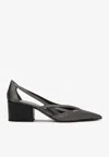 Prada Satin Point Toe Pumps With Cut-outs 6cm In Gray