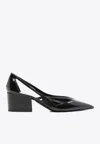 Prada Brushed Leather Cut-out Pumps In Black