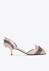 Prada Heel Pumps With Geometric Accents And Strappy Design In Pink