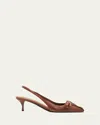 Prada 55mm Brushed Leather Slingback Pumps In Brown