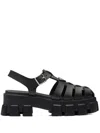 Prada Rubber Logo Chunky-sole Fisherman Sandals In Black