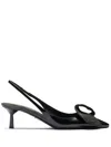 Prada 55 Slingback Pumps In Patent Leather In Nero