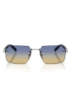 Prada 55mm Gradient Rectangular Sunglasses In Silver