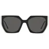 Prada 55mm Gradient Rectangular Sunglasses In Black/talc/dark Grey